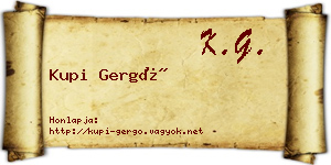 Kupi Gergő névjegykártya
